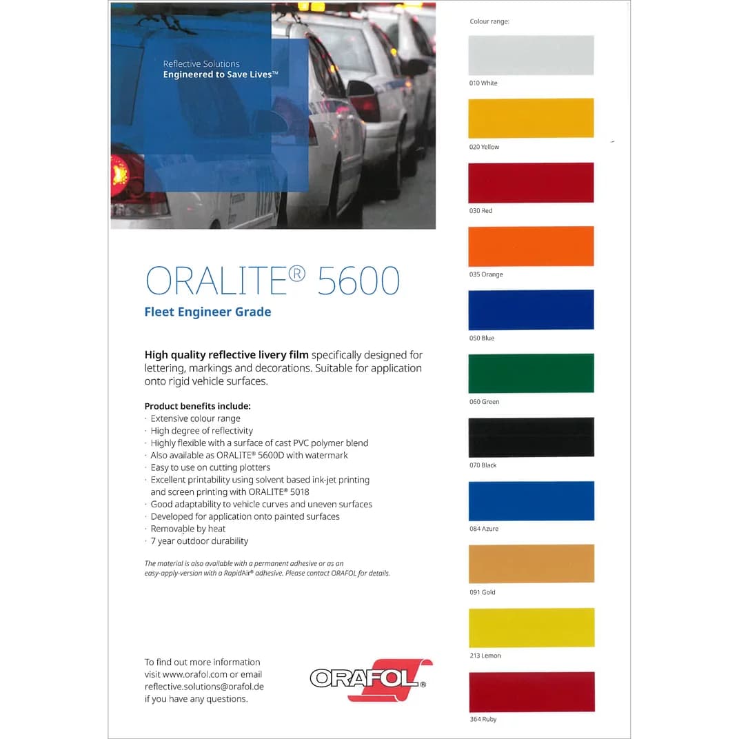 Färgkarta Orafol ORALITE® 5600 Fleet Engineer Grade
